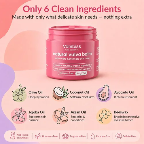 Vista 7 de Vanibiss Natural Vulva Balm - Crema Vulva y crema hidratante tópica para el cuidado de la piel tierna, alivia la sequedad, picazón, rozaduras