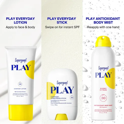 Vista 10 de Supergoop! PLAY SPF 30 Antioxidant Body Mist w/Vitamin C -Broad Spectrum Sunscreen Spray - Great for Active Days