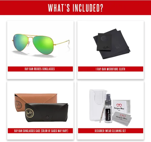 Vista 73 de Ray-Ban RB3025 - Lentes de sol de aviador de metal para hombre y mujer + paquete con kit de cuidado de gafas iWear de diseñador