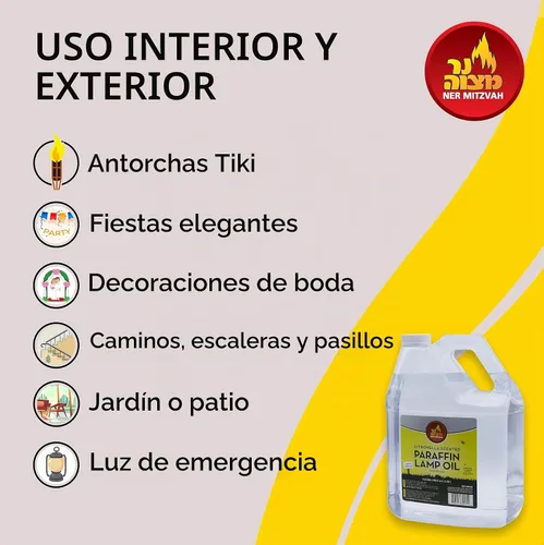 Vista 3 de Ner Mitzvah Aceite de lámpara perfumada de citronela, 1 galón, sin humo e inodoro, repelente de insectos y mosquitos, aceite de lámpara de parafina