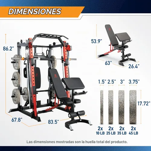 Vista 2 de Marcy Smith Machine Cage System Home Gym - Estante multifunción para gimnasio en casa, estación de entrenamiento personalizable