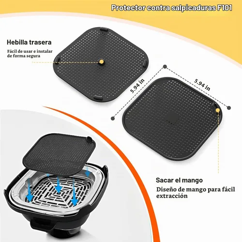 Vista 2 de 2 Piezas de Pantalla Antisalpicaduras para Freidora de Aire Ninja, Accesorios Combinados de Silicona para Ninja Crispi Fn101, Piezas de Reemplazo