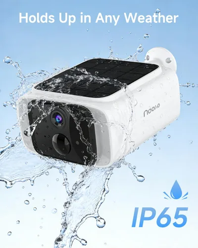 Vista 5 de Noorio 2K 4MP Solar Security Camera, 2.4/5G WiFi, Color Night Vision, SB400