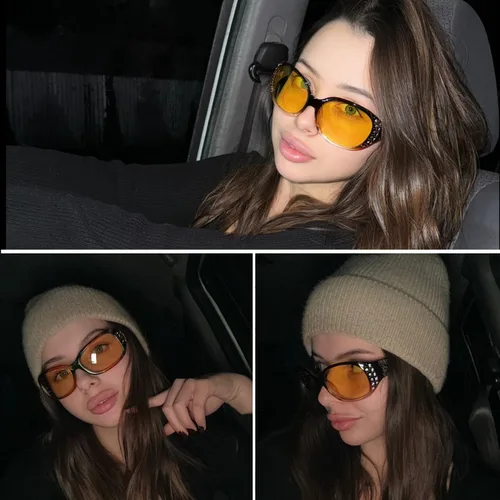 Vista 29 de LVIOE Gafas de conducción de visión nocturna envolventes antirreflejos con lente amarilla polarizada para mujer