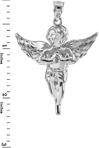 Vista 2 de Alta Polaco 925plata esterlina ángel colgante (Tamaño Grande)