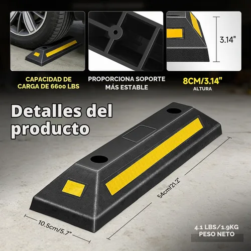 Vista 3 de DNA Motoring TOOLS-00826 - Paquete de 2 topes de estacionamiento de 21 pulgadas para garaje, ayuda de estacionamiento resistente, accesorios