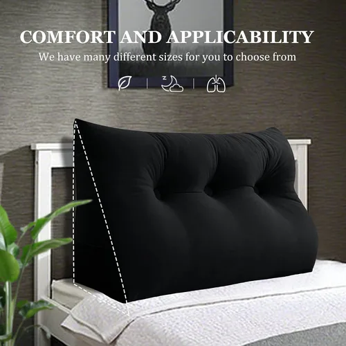 Vista 2 de Almohada de cuña doble gruesa de 8 libras para cabecero de dormitorio universitario, almohada de cuña de terciopelo con respaldo triangular