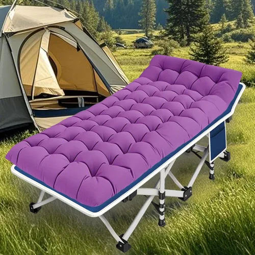 Vista 7 de Cuna de Camping con Colchón Cómodo Camas para Dormir Fácil de Montar Cama de Camping Resistente Cama Plegable Cama de Huésped con Bolsa de Transporte