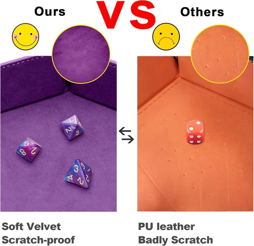 Vista 7 de SIQUK 4 bandejas de dados portátiles hexagonales, de piel sintética, para juegos de dados como RPG, DND y otros juegos de mesa