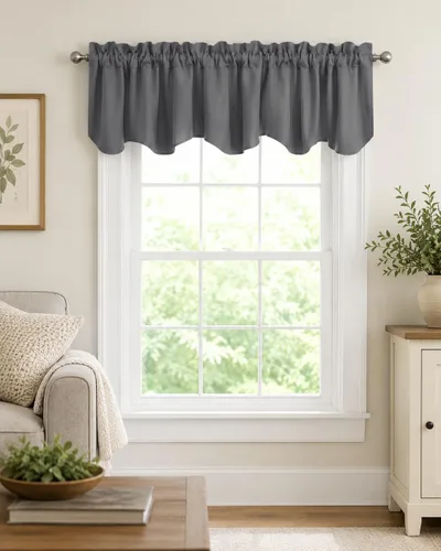 Vista 11 de Aquazolax Half Window Curtains 24 Inch Length, 28" Wide Rod Pocket Small Window Treatment for Kitchen, Bathroom, Camper, Beige, 2 Panels Set