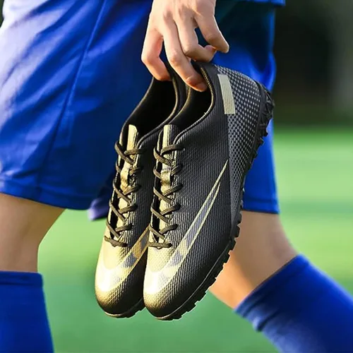 Vista 6 de Zapatos de fútbol para hombre, bajos y con cordones, antideslizantes, para interiores, fútbol sala de fútbol americano, TF, tacos de césped