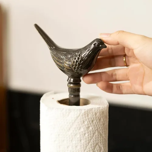 Vista 5 de 1 Lujoso Soporte para Toallas de Papel de Latón para Encimera (Negro)