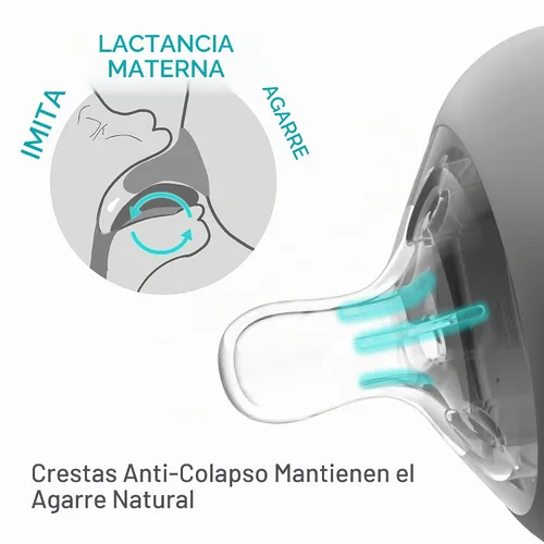 Vista 2 de Tetinas Nanobebe para Biberón, Tetina de Silicona, Triple Ventilación, Listas para Usar, Paquete de 4, Flujo Medio