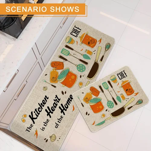 Vista 6 de The Kitchen is The Heart of The Home - Juego de 2 tapetes de cocina con parte trasera de goma antideslizante, juegos de cocina de vacaciones