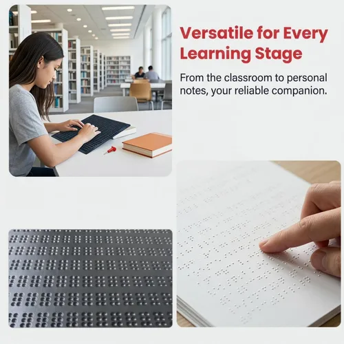 Vista 2 de Pizarra para escritura en braille de 27 líneas 30 celdas con aguja (página completa) Tablero braille para ciegos y discapacitados visuales
