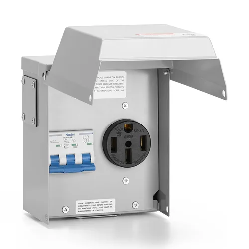 Vista 8 de Caja de disyuntores temporal de 30 amperios para RV con interruptor, Caja de disyuntores al aire libre Briidea con carcasa impermeable NEMA 3R