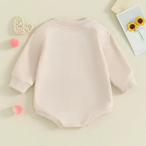 Vista 91 de SOLILOQUY Traje de manga larga con cuello redondo para el primer día de San Valentín para bebé niño y niña, mameluco de corazón de amor