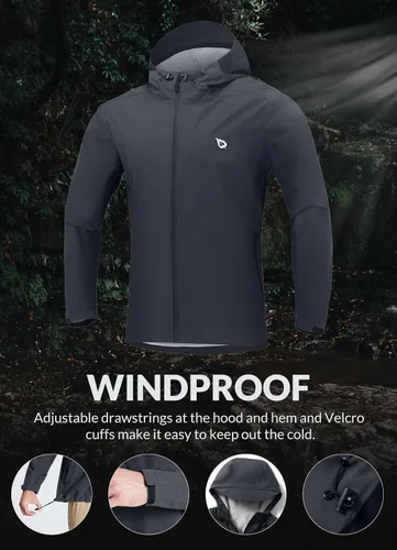 Vista 4 de BALEAF - Chaqueta impermeable para hombre, rompevientos, plegable, transpirable, ligera, resistente al viento, para senderismo, al aire libre