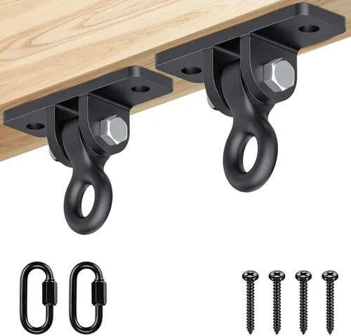 Vista 14 de Dolibest Perchas y soportes para bolsas pesadas, soporte de techo con mosquetón para entrenamiento de fuerza, yoga aéreo y bandas de resistencia