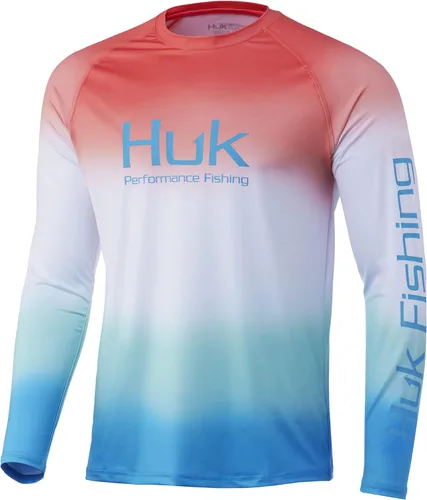 Vista 60 de Huk Pursuit Vented LS para hombre Refracción Fish Fade - San Sal/Wahoo