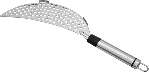 Vista 7 de AUEAR, Colador de pasta de mano de acero inoxidable para diferentes herramientas de cocina de olla y sartén (1 paquete, con asa)