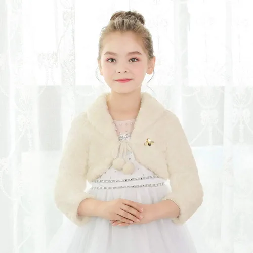 Vista 7 de SK Studio Vestido de fiesta de bolero de flores de piel sintética para niñas