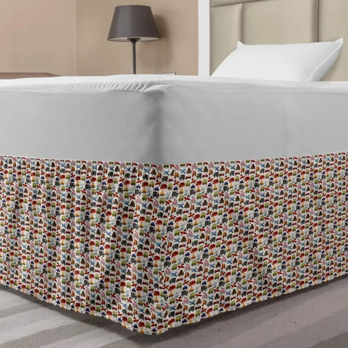 Vista 48 de Lunarable Falda de cama elástica de trébol, tréboles de cultura irlandesa con temática del día de San Patricio, 4 hojas, falda de cama de tela