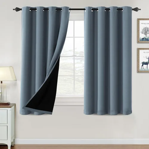 Vista 85 de H.VERSAILTEX Cortinas 100% de opacidad para dormitorio, con aislamiento térmico, cortinas opacas de 63 pulgadas de largo, cortinas de bloqueo
