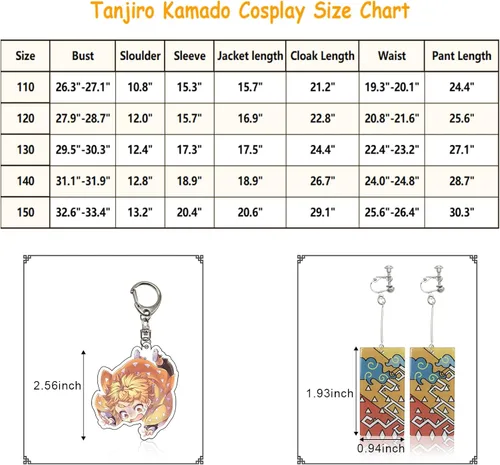 Vista 7 de Conjunto de kimono de cosplay para niñas, niños, uniforme de Demon Slayer para niños, disfraz de anime, trajes de fiesta de Halloween, llavero