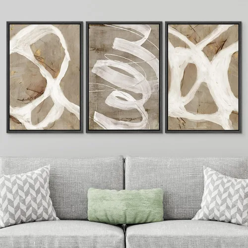 Vista 198 de SIGNWIN Lienzo enmarcado para pared, juego de arte pastel con cadena montañosa, bosque, niebla, naturaleza silvestre, ilustraciones modernas, arte