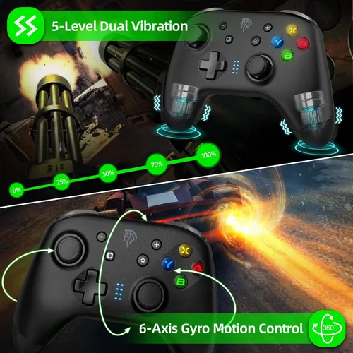 Vista 6 de EasySMX Switch Pro Controller for Nintendo SwitchLiteOLED, PC Controller, Wireless Switch Controller with 4 Programmable Buttons, Dual Vibration
