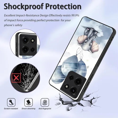 Vista 219 de Funda para Motorola Moto Edge 2022, cubierta trasera de vidrio templado con protector de pantalla, funda protectora a prueba de golpes para Motorola