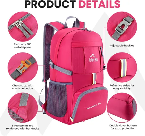 Vista 22 de Venture Pal 35L Ultraligero Ligero Plegable Plegable Viaje Camping Senderismo Deportes al aire libre Mochila Daypack
