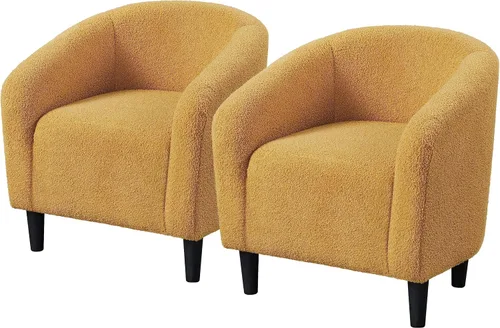 Vista 11 de Topeakmart Silla de barril, silla de acento de sherpa suave, silla auxiliar de club, estilo moderno, asiento profundo, sillón de barril para sala