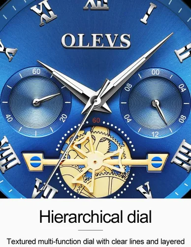 Vista 8 de Relojes clásicos de acero inoxidable para hombre, cronógrafo de cuarzo, luminoso, hueco Tourbillon, reloj de vestir casual de negocios para hombres