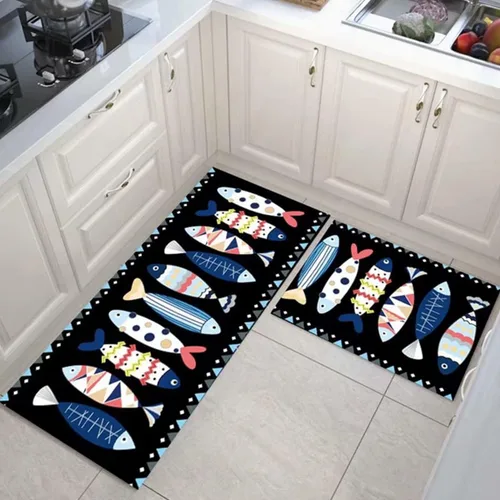 Vista 31 de Alfombras de cocina coloridas para piso, alfombras de cocina antideslizantes, juego de tapetes de cocina de granja, alfombras y tapetes de cocina