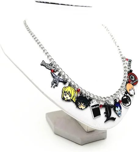 Vista 5 de HSYLETB Collar de Halloween con texto en inglés Muerte no encanta regalos para hombres y mujeres Metal Aleación