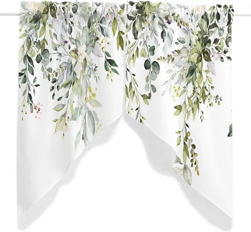 Vista 16 de Cortinas de cocina de estilo granja occidental con bolsillo para cortinero, pequeñas y cortas, estilo café rústico, cabaña, puerta de granero