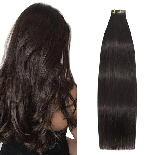 Vista 26 de Extensiones de cabello humano real color negro azabache, extensiones de cabello humano 100% Remy, sedosas y lacias, para mujeres, 20 unidades por