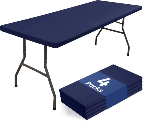Vista 10 de homing Paquete de 4 manteles rectangulares de 4 pies, mantel ajustable de poliéster impermeable, lavable, para picnic, campamento, al aire libre