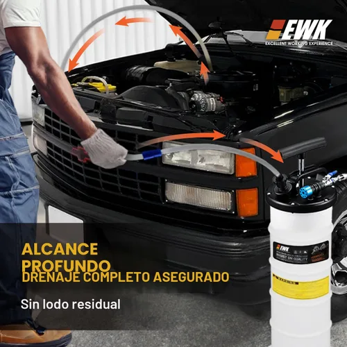 Vista 5 de EWK aspiradora y cambiador de aceite de 6.5 litros neumática/manual, bomba extractora de líquido, removedor de tanque