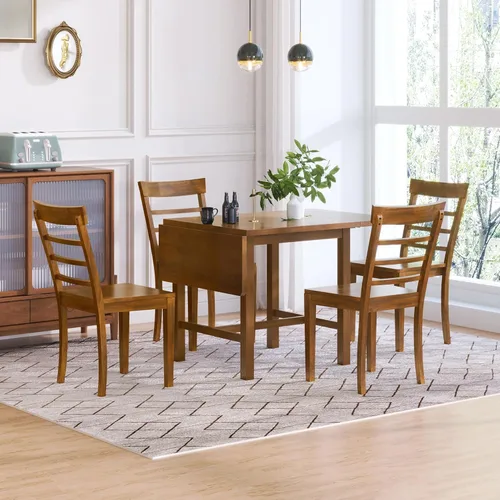 Vista 10 de Harper & Bright Designs Juego de mesa de comedor de madera de 3 piezas con 2 sillas con respaldo en X, juego de comedor de rincón de desayuno que