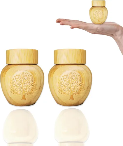 Vista 9 de Mini urnas de dispersión para cenizas humanas para adultos, diseño de árbol de la vida, urnas de bambú biodegradables grabadas, tubos de dispersión