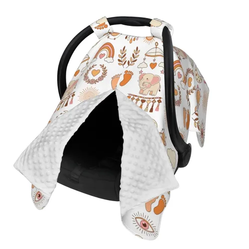 Vista 2 de Cubierta de toldo bohemia para asiento de coche de bebé, cubierta de lactancia para recién nacido, accesorios bohemios para bebé cubierta