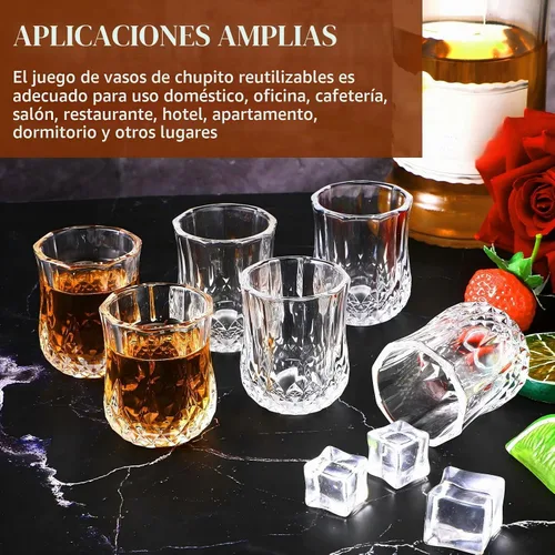 Vista 5 de Meanplan Juego de mini vasos de chupito de 1.7 onzas, vasos de degustación, base pesada, taza de chupito transparente, lindas tazas de vino Cordial