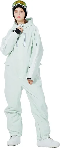 Vista 9 de Trajes de esquí de una pieza para mujeres, resistentes al viento, impermeables, monos de invierno para deportes al aire libre Negro
