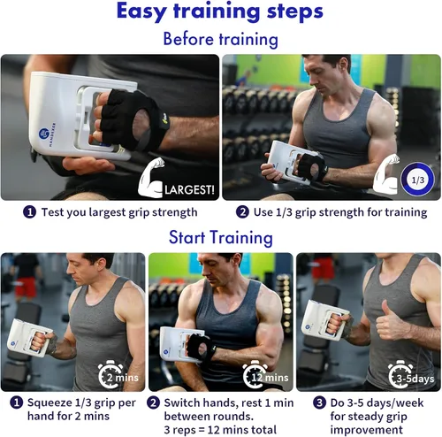 Vista 8 de Grip Strength Tester 265lb/120kg, Digital Hand Dynamometer FDA Registered with Backlit LCD for Grip Strength Testing and Training