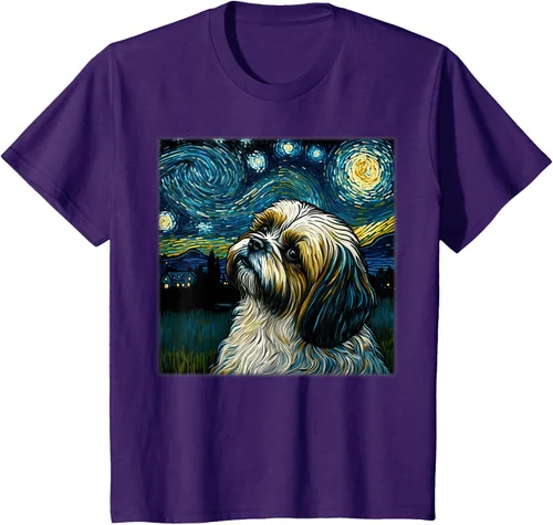 Vista 60 de Camiseta Surrealism Starry Night Shih Tzu Dog