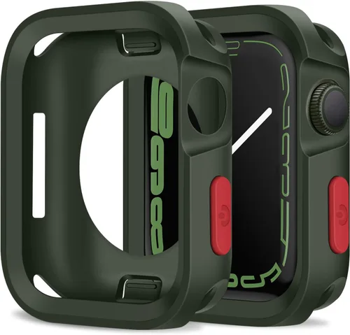 Vista 8 de Amizee Estuche Resistente Compatible con Apple Watch Series 9/8/7 41mm SE 3/2/1 Series 6/5/4 40mm, Funda Protectora de TPU Blanda a Prueba de Golpes