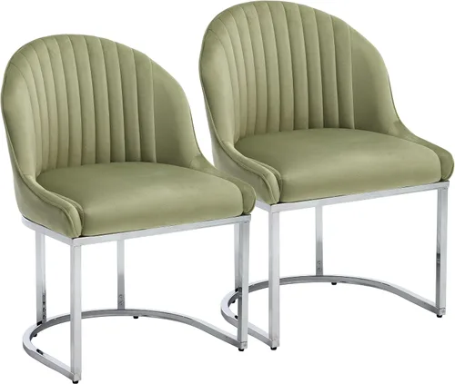Vista 23 de Juego de 2 sillas de comedor de terciopelo, sillas de comedor tapizadas con patas de metal dorado, sillas auxiliares modernas para cocina, sillas